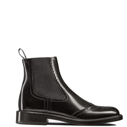 DIOR/迪奧 22年早春新款 EVIDENCE系列 男士黑色拋光牛皮革側面彈力帶切爾西短靴3BO269YON_H900