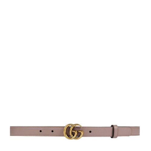 GUCCI/古馳 女士純色皮革金色雙GG板扣式時尚細(xì)款精致腰帶皮帶 409417-AP00T 多色可選