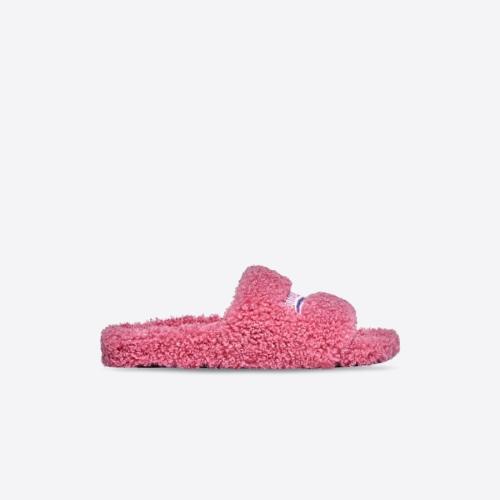  BALENCIAGA巴黎世家 22年秋冬 女士 平底涼鞋 Womens Furry Slide Sandal in Light Pink 65426