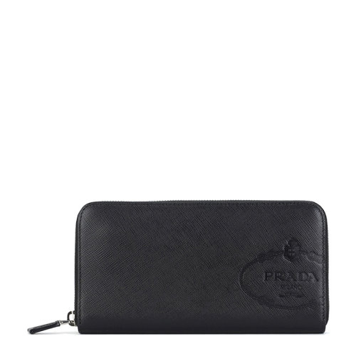 PRADA/普拉達(dá) 男士黑色長款拉鏈?zhǔn)帜冒X包錢夾男包 2ML317-2MB8-F0002