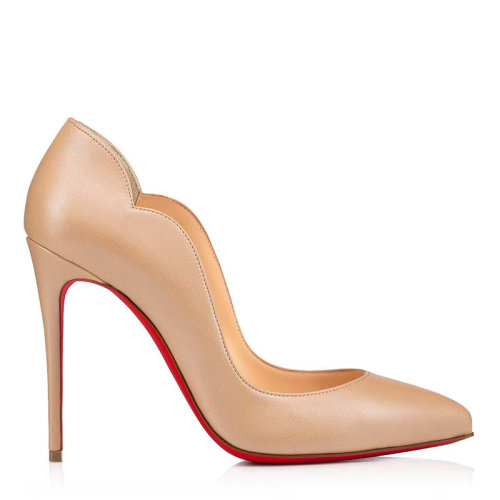 Christian Louboutin/克里斯提魯布托牛軋?zhí)亲厣牟屎缟{帕小牛皮Hot Chick高跟鞋1210993N252