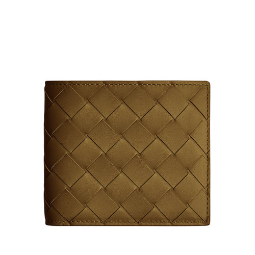 Bottega Veneta/葆蝶家 22春夏新款 男士橡果色Intrecciato編織牛皮革配零錢包雙折錢包605722VCPQ47718
