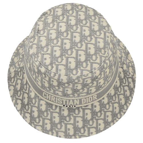 DIOR/迪奧 BOB D-OBLIQUE系列 女士灰色和白色斜紋漁夫帽11DOB923I132_C810