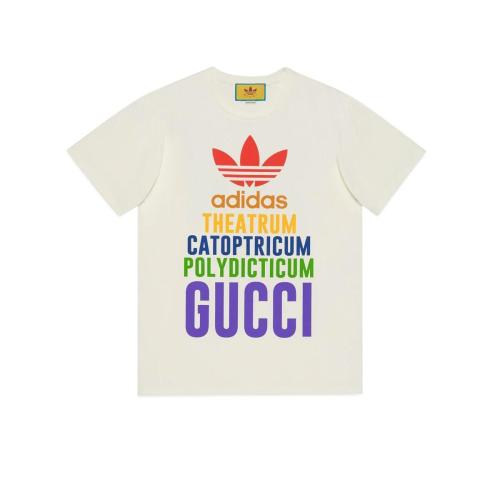  GUCCI古馳 22年秋冬 女士 adidas x Gucci聯(lián)名系列針織棉T恤 717422 XJEXJ 9095