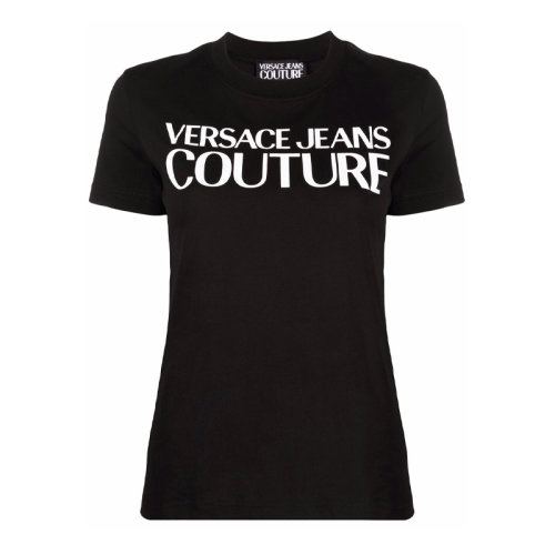 VERSACE JEANS/范思哲牛仔 女士純色棉質(zhì)經(jīng)典字母徽標(biāo)印花裝飾圓領(lǐng)短袖上衣T恤 71HAHF00-CJ00F 多色可選