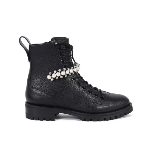 Jimmy Choo/周仰杰 女士皮革系帶短靴 CRUZ FLAT QSO