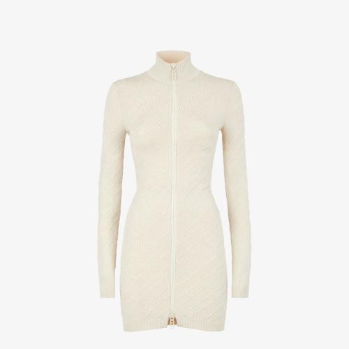  FENDI芬迪 22年秋冬 女士 連衣裙 白色人造絲連衣裙 FZDA3_LOHF1IHA