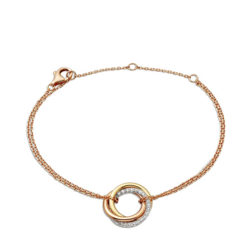 CARTIER/卡地亞 經(jīng)典TRINITY系列 18K金白金黃金玫瑰金三色環(huán)形鑲嵌鉆石手鏈B6059017