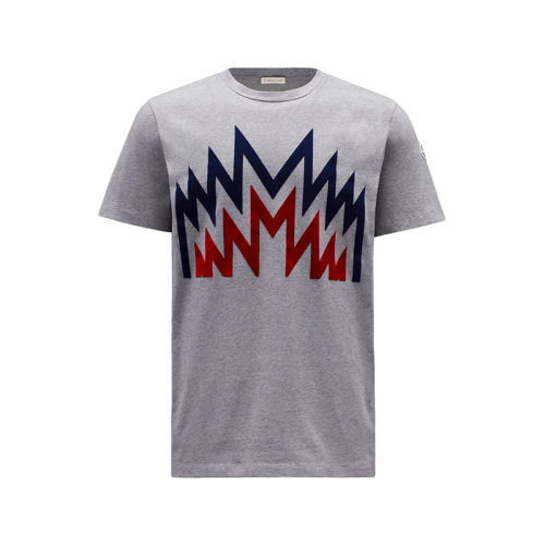 Moncler/蒙克萊 22年秋冬新款 男士希瑟深灰色純棉印花圖案短袖T恤H20918C000068390T920