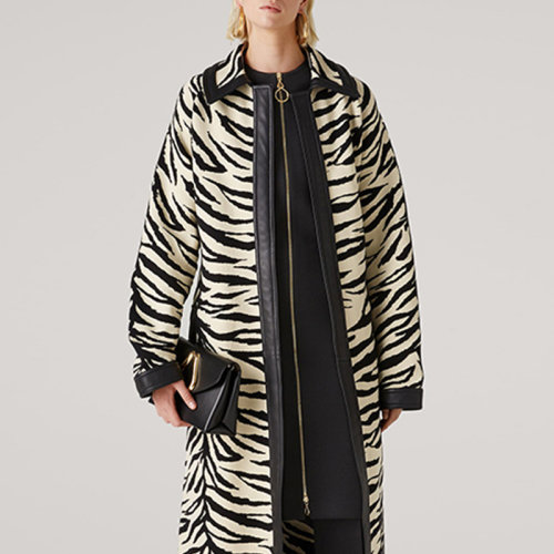 St.John/盛薔女士黑白虎皮紋大衣女士夾克K61YZ79