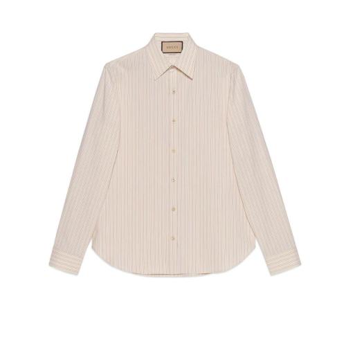  GUCCI古馳 22年秋冬 男士 水洗條紋棉質(zhì)襯衫 714693 ZAEC1 9863