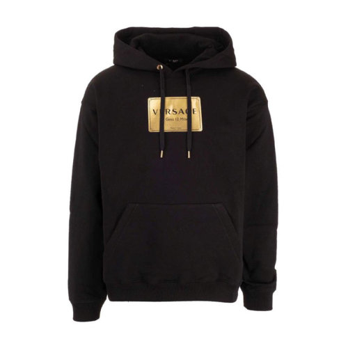 VERSACE/范思哲  男裝 時(shí)尚簡約 男士黑色棉質(zhì)連帽衛(wèi)衣 A87450A-232781-A1008