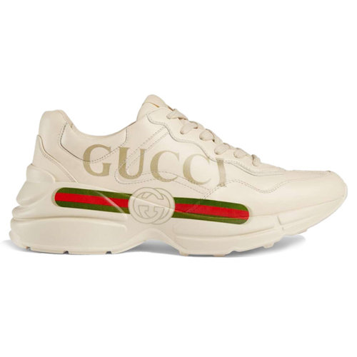 GUCCI 古馳 Rhyton系列 復(fù)古Logo標(biāo)識(shí) 老爹鞋 象牙白