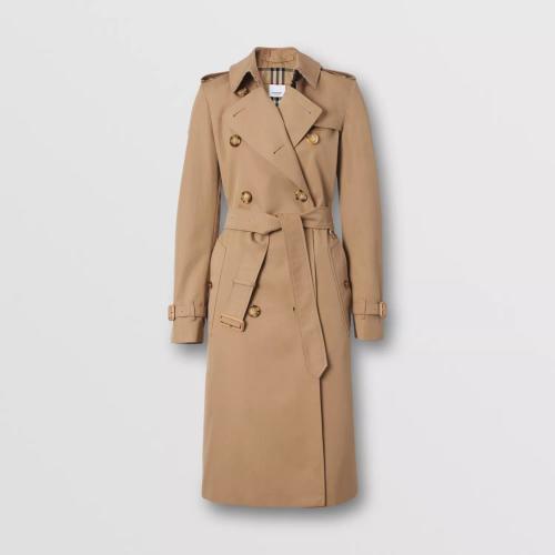  BURBERRY 22年秋冬 女士 徽標圖案棉質嘎巴甸 Trench 風衣 80410991 預定商品1-3周發(fā)貨