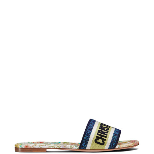 DIOR/迪奧 22年春夏新款 DWAY系列 女士多色棉質(zhì)刺繡D-Constellation圖案涼拖KCQ209CSE_S43L