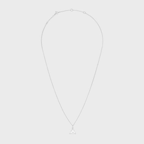  CELINE賽琳思琳 22年秋冬 男士 項鏈 BOY DOLL銠銀色飾面黃銅和水鉆三角形項鏈 460DJ6BRS.01XS