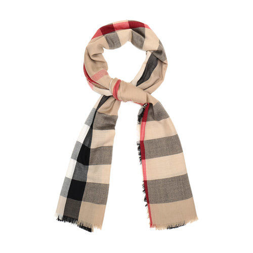 BURBERRY/博柏利 輕盈格紋款男女通用羊絨圍巾 80245001