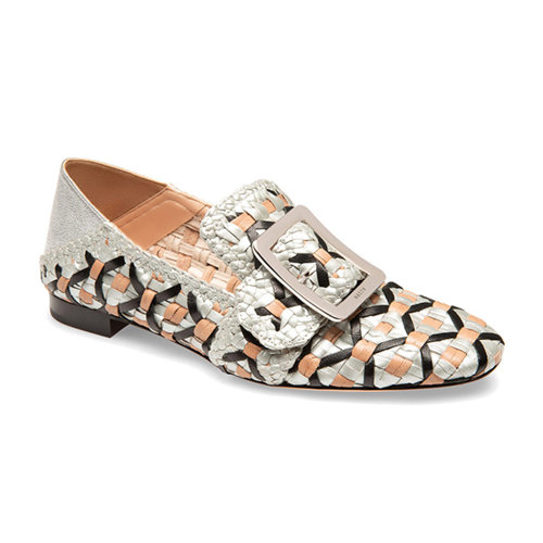 BALLY/巴利 女鞋女士編制方扣中跟鞋 6225880 銀色/黑色