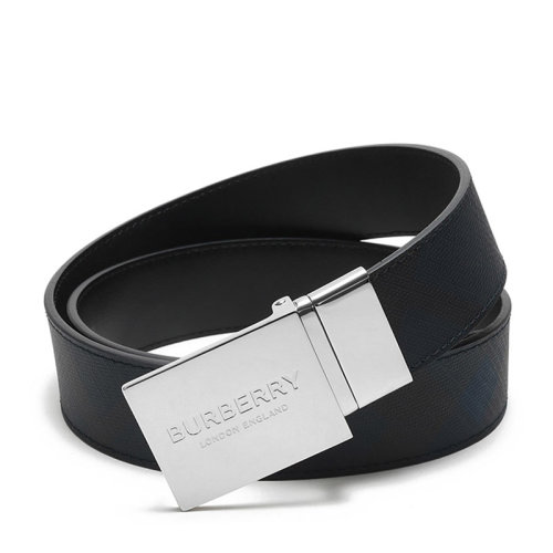 BURBERRY/博柏利 男款London格紋熱塑性聚氨酯/織物/皮革板扣式雙面皮帶腰帶 80198141