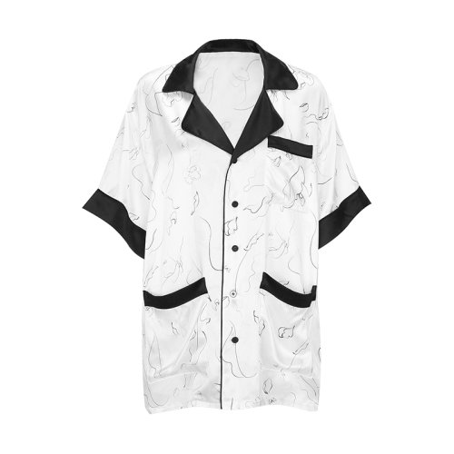 bifubyxingchen/彼伏男士線條真絲印花家居短袖男睡衣/家居服