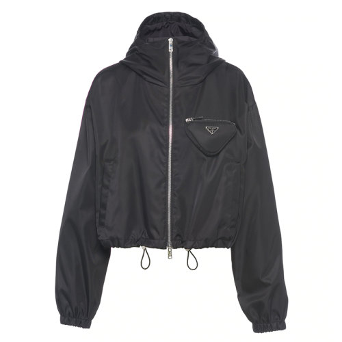 PRADA/普拉達(dá) 女士黑色運動風(fēng)再生尼龍兜帽式夾克291965_1WQ8_F0002_S_212
