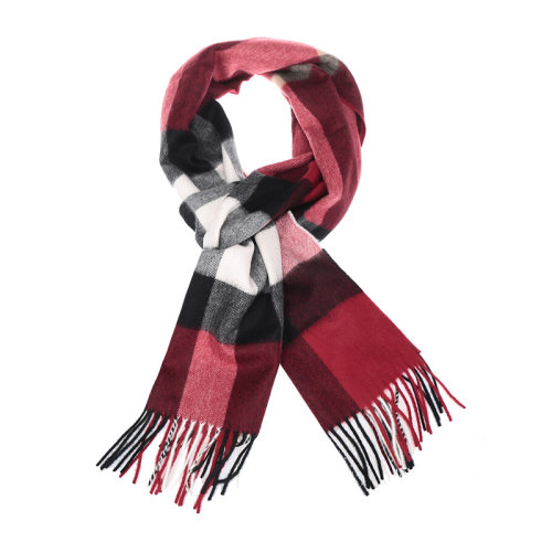 BURBERRY/博柏利 男女通用 中性紅色經(jīng)典格紋時尚流蘇圍巾圍脖 4031043