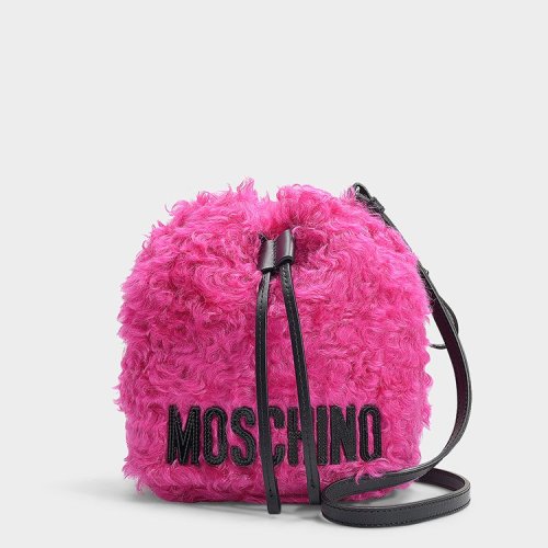 MOSCHINO/莫斯奇諾  秋冬 毛絨 水桶包 女包  女性 粉色 單肩包 8438
