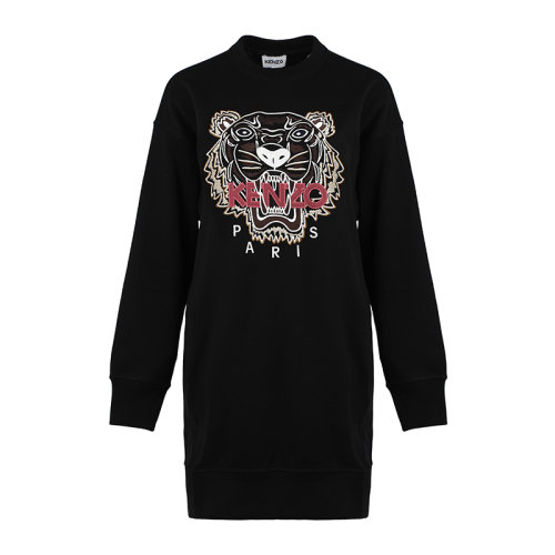KENZO/高田賢三經(jīng)典虎頭刺繡中長(zhǎng)款長(zhǎng)袖女士連衣裙FB62RO774