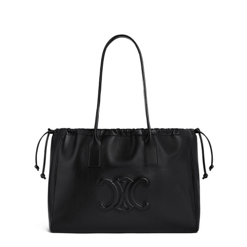 CELINE/賽琳 22新款 女士黑色小牛皮飾有凱旋徽標抽繩開合水桶包199973DU3.38NO