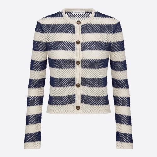  DIOR迪奧 22年秋冬 女士 針織衫 Dior Mariniere 開衫 314G22AM701_X5899