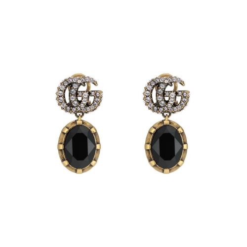  GUCCI古馳 22年秋冬 女士 黑色水晶雙G耳環(huán) 629659 I4769 8061