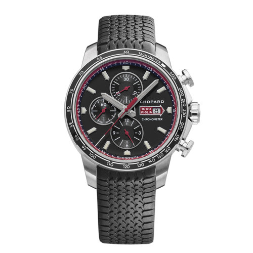  Chopard/蕭邦 經典賽車系列黑色表盤橡膠表帶精鋼自動機械男士腕表44毫米168571-3001