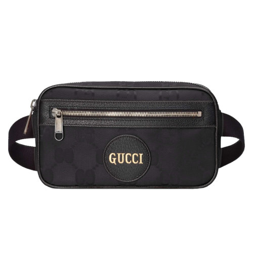 GUCCI/古馳 經(jīng)典款Off The Grid系列 男士黑色再生尼龍拼皮暗紋老花腰包631341H9HBN1000