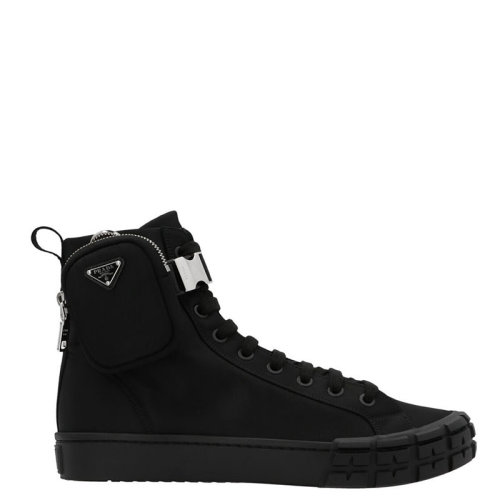 PRADA/普拉達 男士 男鞋 黑色高幫時尚休閑運動鞋 2TG174-3LFV-F0002