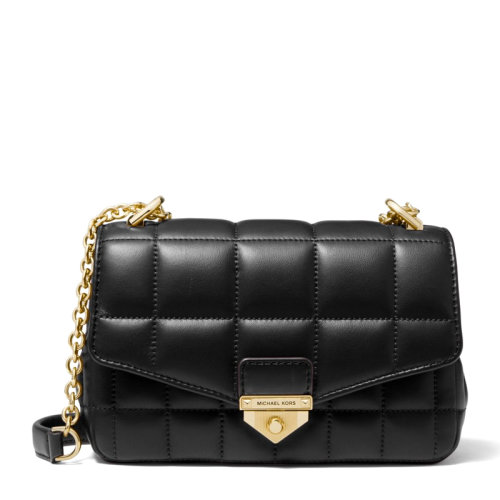 Michael Kors/邁克·科爾斯 女士純色皮革方格紋絎縫裝飾金屬字母徽標按扣翻蓋開合單肩包斜挎包鏈條包女包 30H0G1SL1T 多色可選