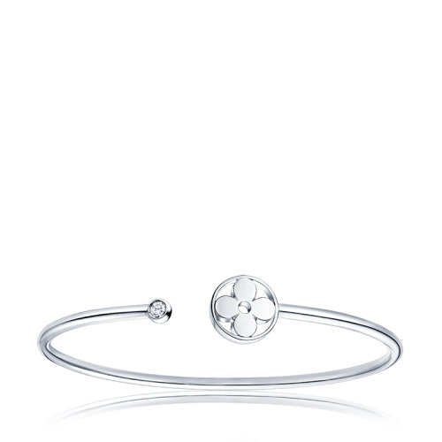 Louis Vuitton/路易威登 BLOSSOM TWIST系列 經(jīng)典款18k金白金鉆石花卉圖案手鐲Q95536