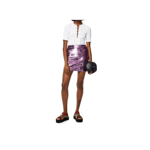  LOEWE羅意威 22年秋冬 女士 半身裙 Sequin mini skirt in viscose S616Y17K17-6100
