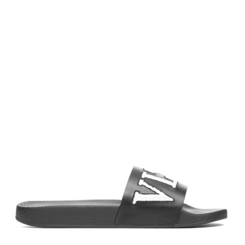 Valentino/華倫天奴 男士黑色牛皮經(jīng)典字母徽標裝飾露趾平底沙灘鞋拖鞋男鞋 QY2S0A85-FBP-0NI