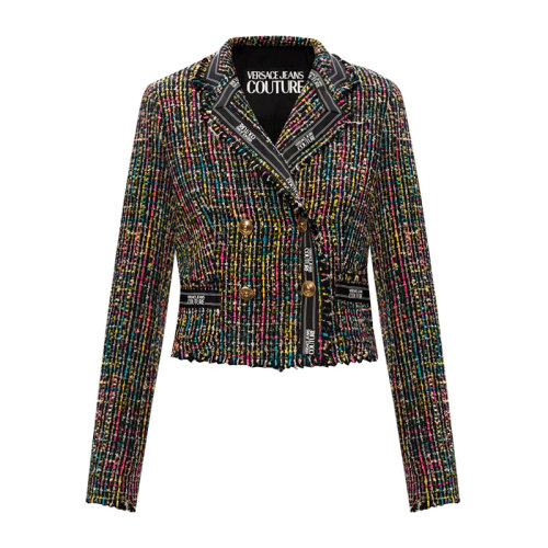 VERSACE JEANS/范思哲牛仔 女士拼色棉質(zhì)混紡粘膠纖維印花裝飾西服上衣外套 C2HZA501-05511-899