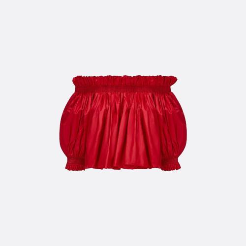  DIOR迪奧 22年秋冬 女士 短袖T恤 露肩縮褶上衣 311B10A6119_X3386