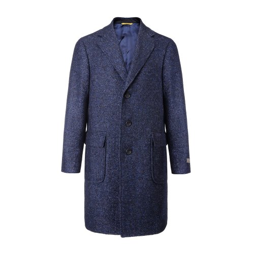 CANALI/康納利 深藍(lán)色 男士西裝領(lǐng)羊毛大衣 55815-FF01656-301 18秋冬