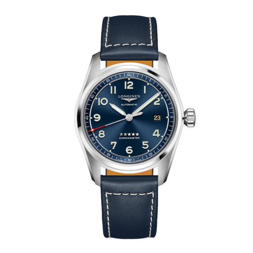 LONGINES/浪琴 先行者系列 男士陽(yáng)光藍(lán)自動(dòng)機(jī)械精鋼表殼和小牛皮表帶腕表40毫米L3.810.4.93.0