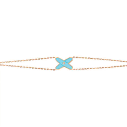 Chaumet/尚美  Jeux de Liens系列 女士18k金玫瑰金鑲嵌綠松石和一顆明亮切割鉆石手鏈082935