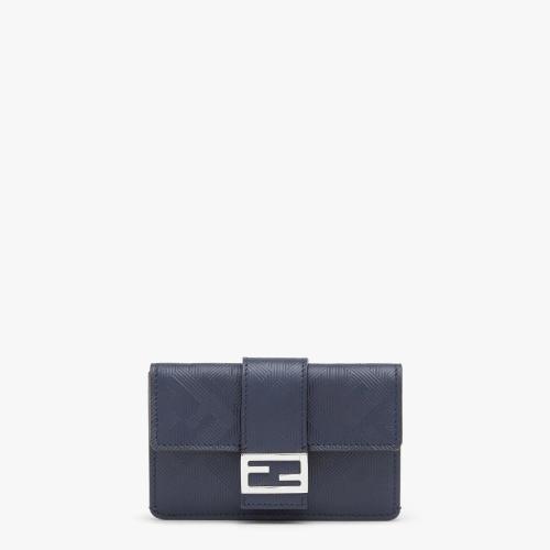  FENDI芬迪 22年秋冬 男士 卡包 藍(lán)色皮質(zhì)卡夾 7M0350ALWNF18YJ