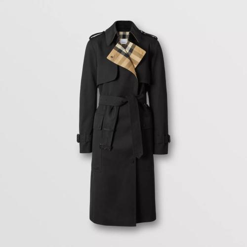  BURBERRY 22年秋冬 女士 格紋裁片棉質嘎巴甸 Trench 風衣 80446781 預定商品1-3周發(fā)貨