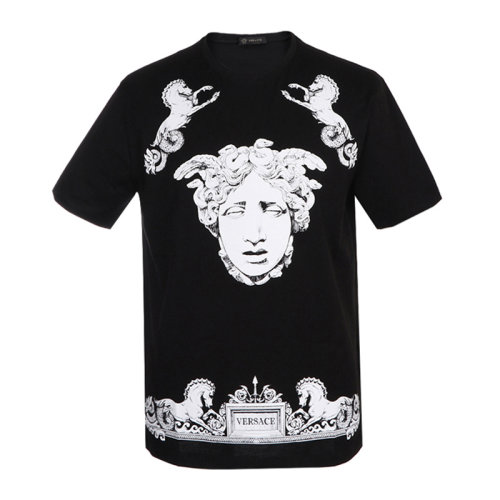 VERSACE 范思哲 男士 服裝 圓領(lǐng)黑色美杜莎圖案棉質(zhì)T恤 男士短袖T恤