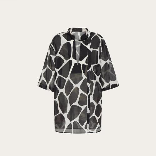  VALENTINO華倫天奴 22年秋冬 女士 連衣裙 ROBE COURTE EN VOILE A_VEC IMPRIMé GIRAFFA RE-E