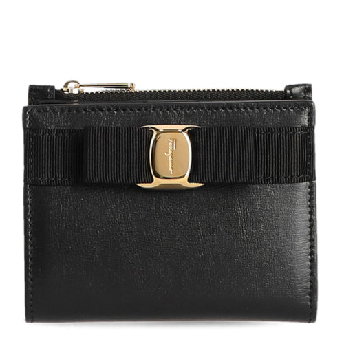 Salvatore Ferragamo/菲拉格慕 女士黑色短款蝴蝶結(jié)錢包錢夾女包 22-E009-734500
