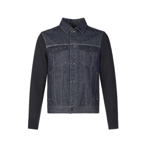 Emporio Armani/安普里奧阿瑪尼【22年新款】男士綿羊毛混紡針織拼接牛仔外套 3L1BD9 1DL3Z