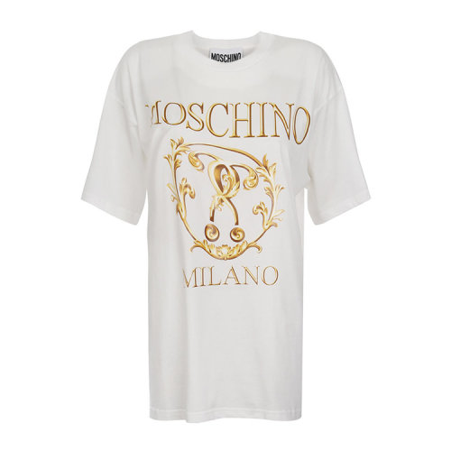 MOSCHINO/莫斯奇諾  女裝 春夏 時(shí)尚百搭 圓領(lǐng) 女士白色棉質(zhì)短袖T恤 A071855401002  HKY015C